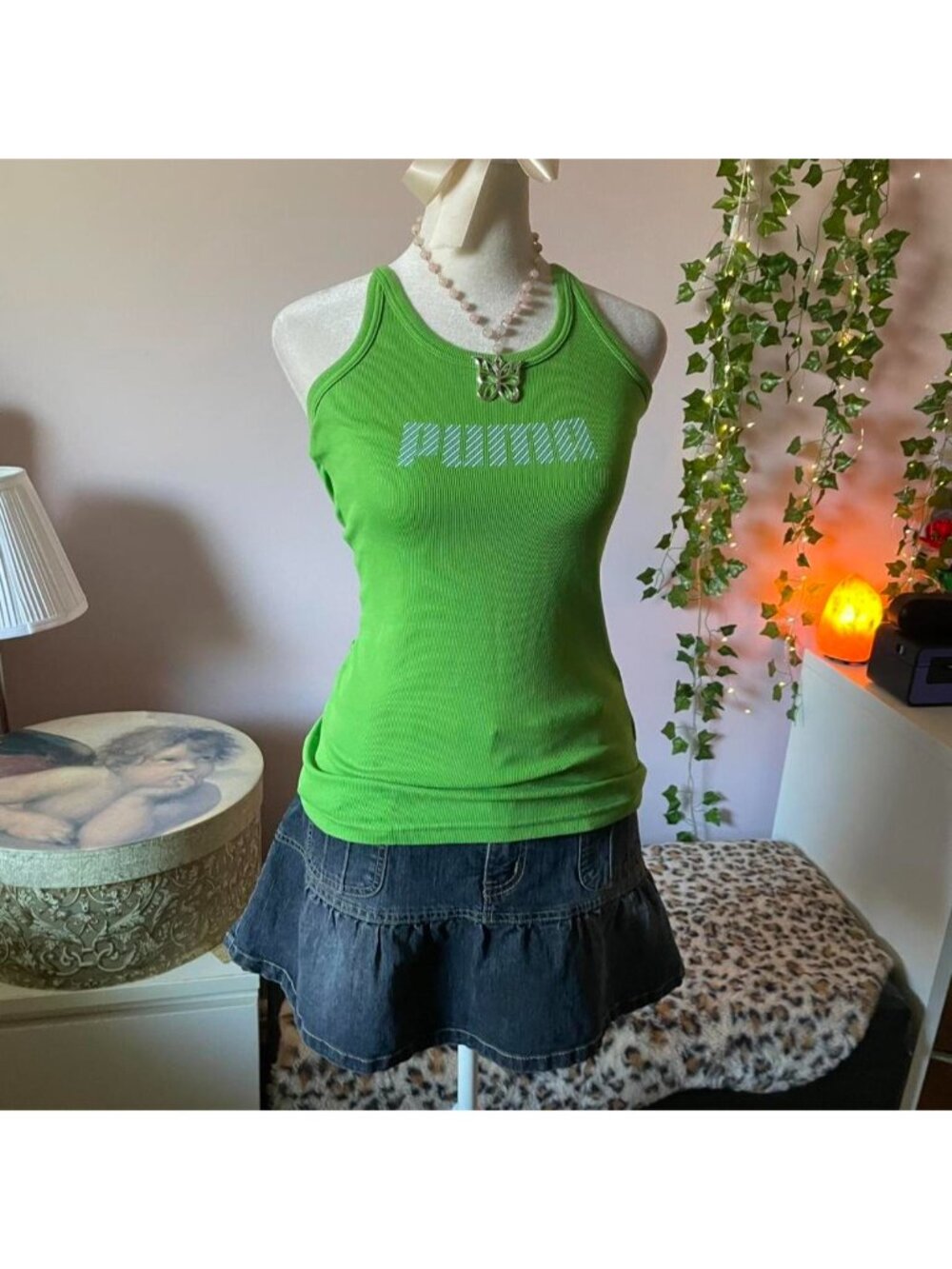 2000s Puma green tank top - Picture 2 of 8